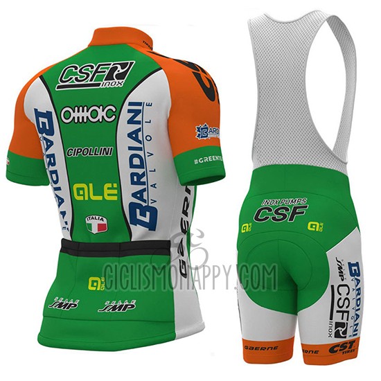 Bardiani Csf Cycling Jersey Bib Short 2018 Men Short Sleeve Green and White